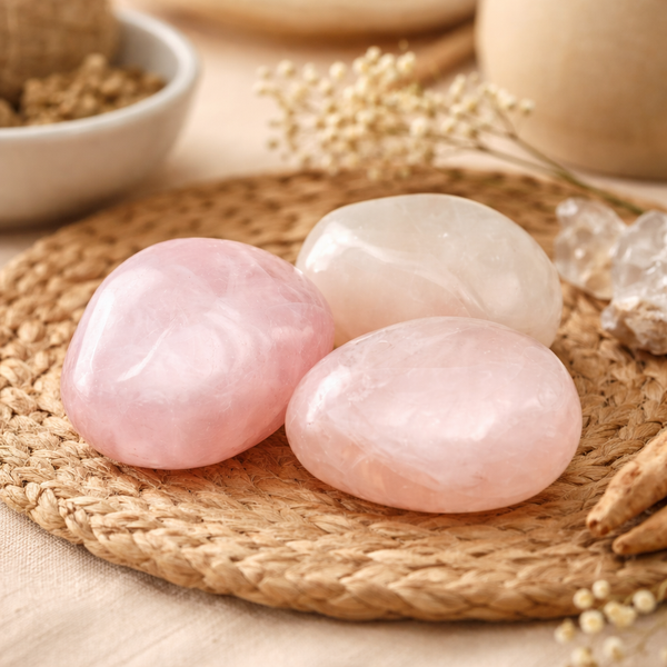 Roze kwarts trommelstenen B-kwaliteit 250 gram uit Brazilië