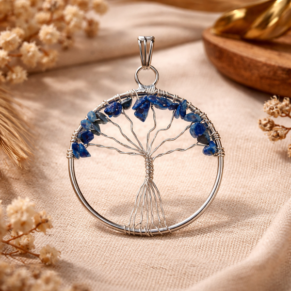 Levensboom Hanger Sodaliet Blauw Edelsteen Spiritueel Sieraad