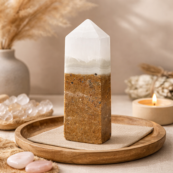 Calciet Mangano Obelisk nr.18 Spirituele Edelsteen Collectie