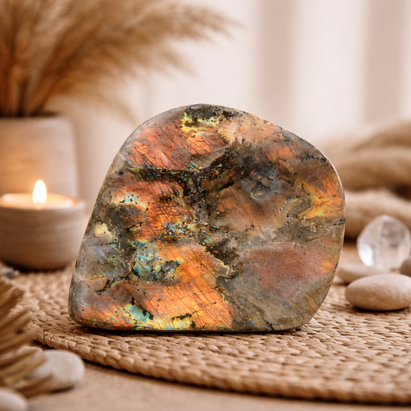 Labradoriet Sculptuur Roze Madagaskar Spirituele Steen Decoratie