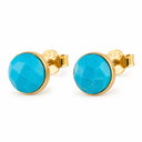 Geboortesteen Oorstekers December Turkoois Facet - 925 Zilver &amp; Verguld