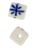 Delfts blauw 10 mm vierkant kraal - losse kraal