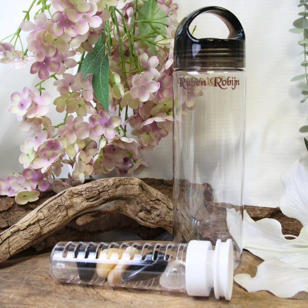 Detox Edelsteenwater Drinkfles met Bergkristal Toermalijn en Calciet