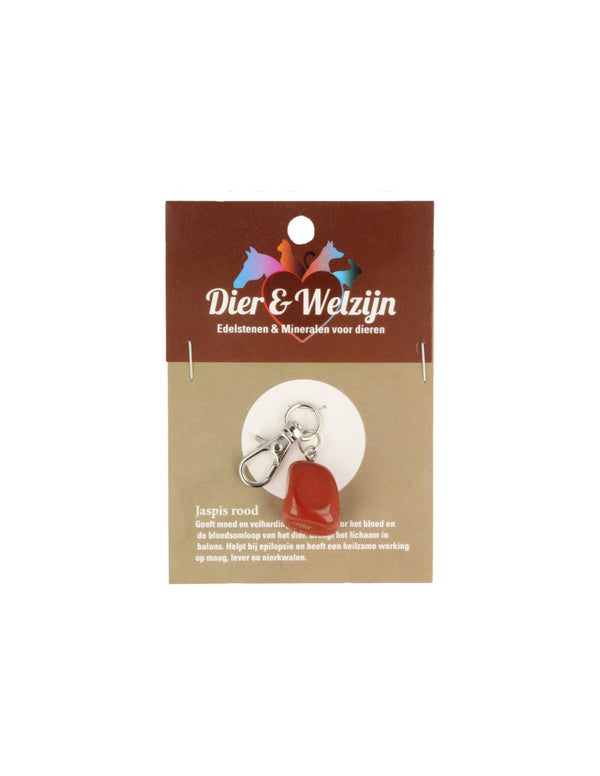 Dier & Welzijn halsband hanger Jaspis rood