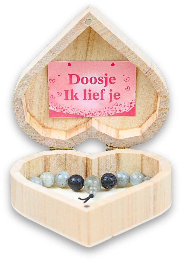 Doosje ik lief je - Labradoriet 21 cm