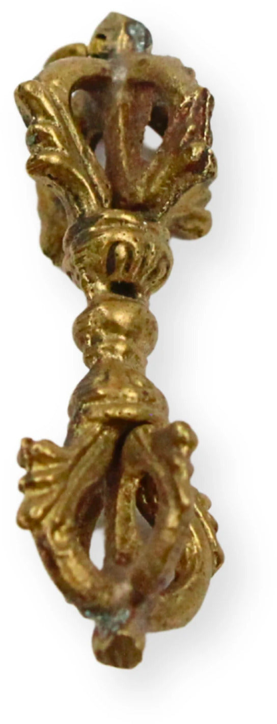 Dorje (Vajra) 5-spaken hanger messing 4,5 cm - Tibetaans