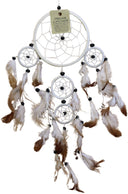 Dromenvanger - 11cm - Creme - alleen veren - 5 ringen