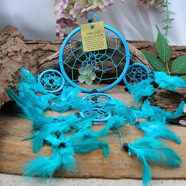 Dromenvanger - 11cm - Turkoois - alleen veren - Dreamcatcher