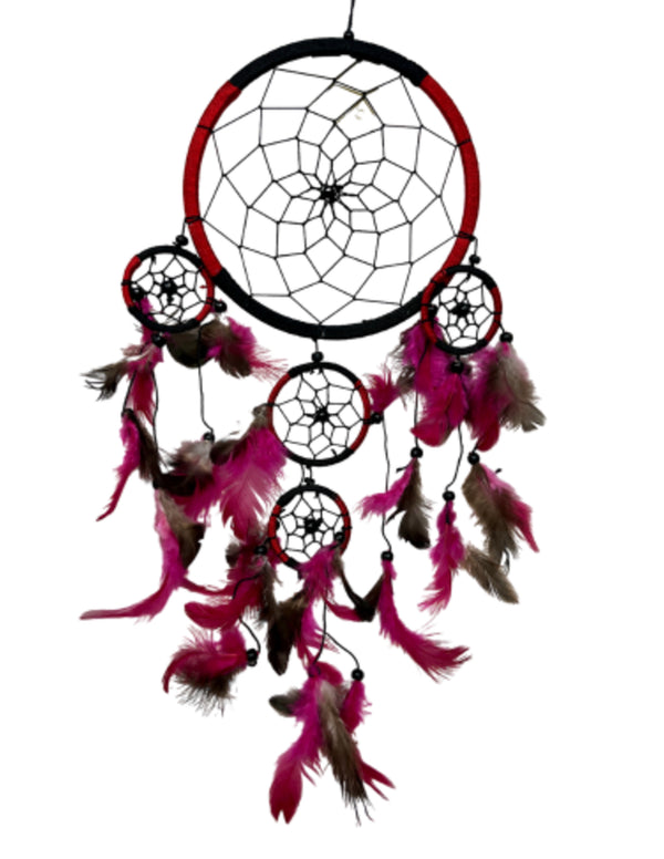 Dromenvanger - 17 cm Rood-Zwart - Dreamcatcher