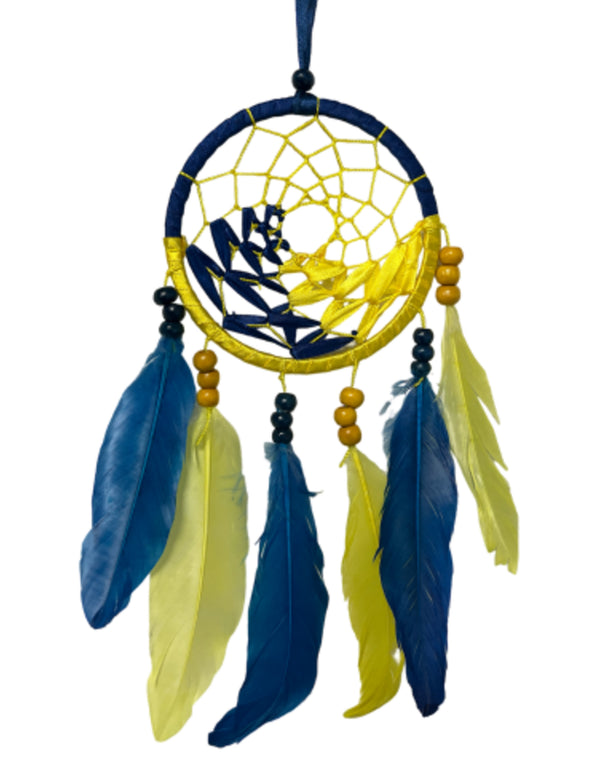 Dromenvanger dreamcatcher -22cm - Wave - Blauw & Geel