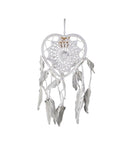 Dromenvanger gehaakt hartje - 17cm - wit - Dreamcatcher