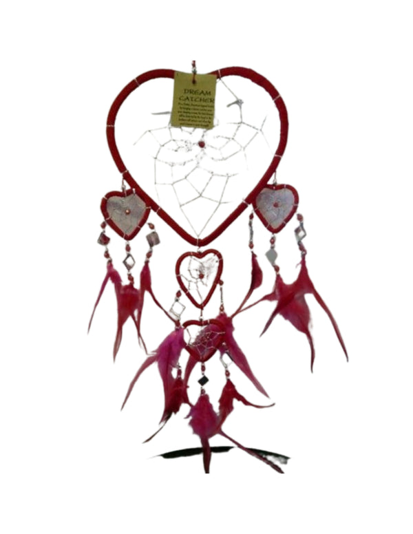 Dromenvanger - Hartje met spiegels - Rood - 17 cm - Dreamcatcher