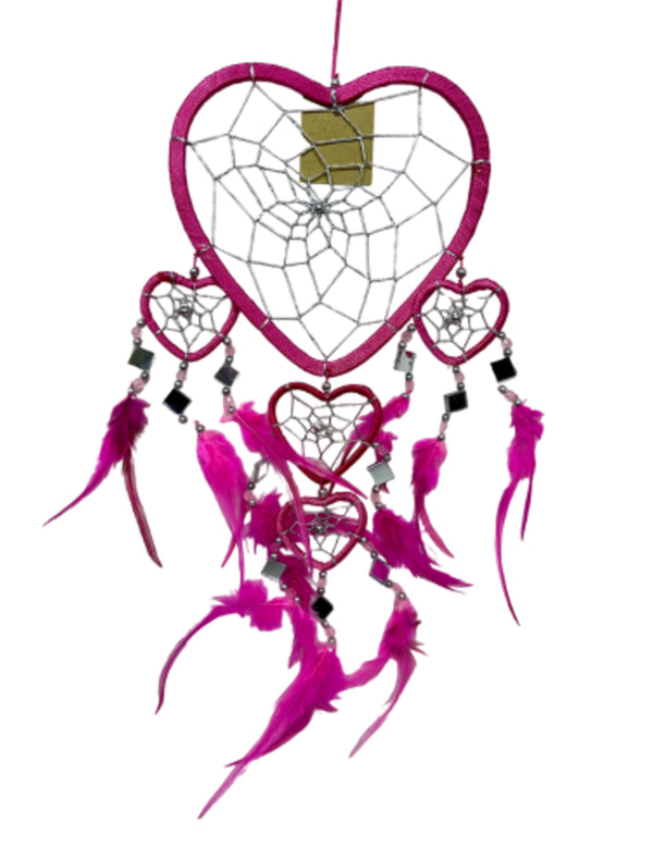 Dromenvanger Hartje met spiegels - Roze - 17 cm - Dream Catcher