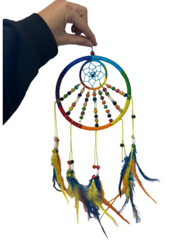 Dromenvanger rainbow met kralen 16 cm