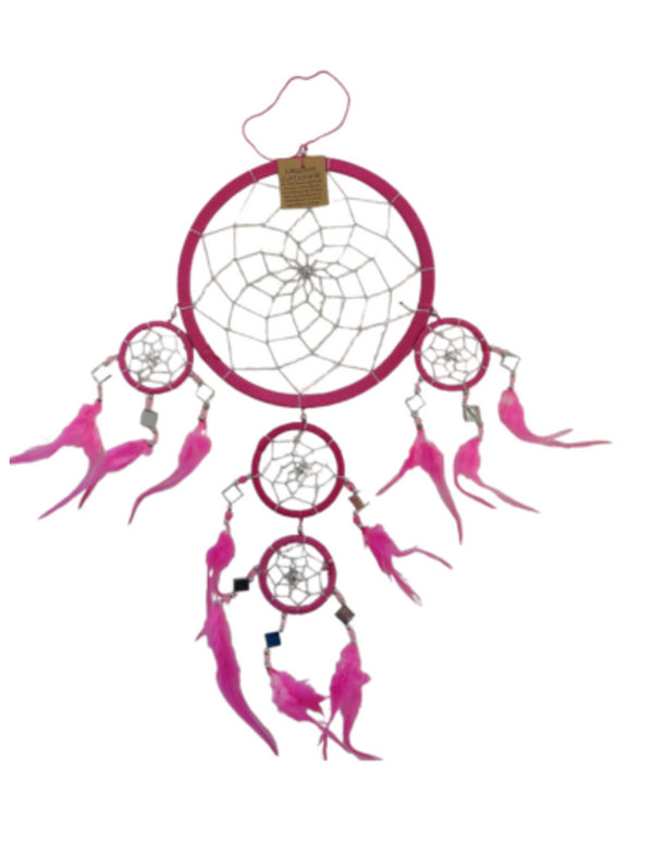 Dromenvanger - spiegel - 22cm - roze - Dreamcatcher