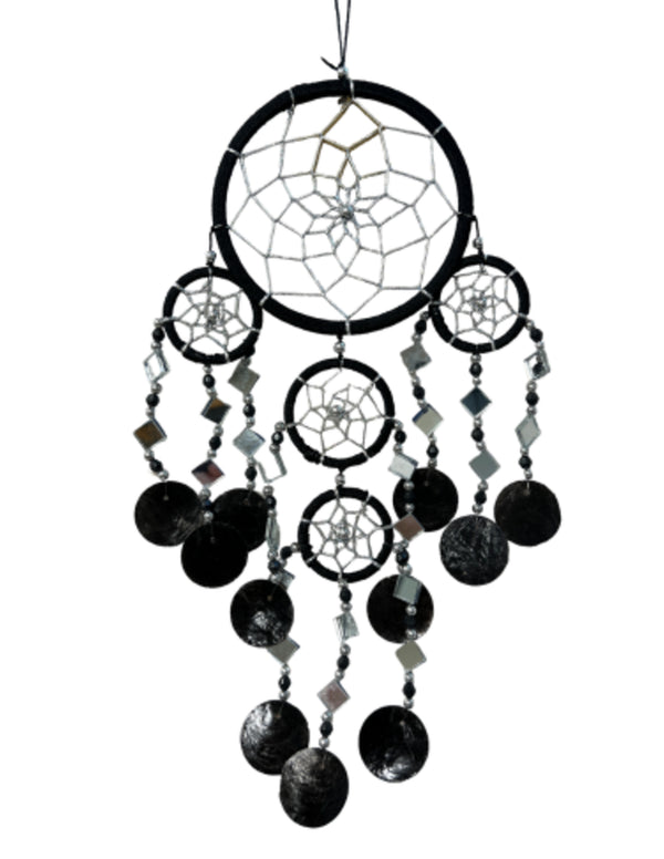 Dromenvanger spiegel-schelp 11 CM - Zwart - Dream Catcher