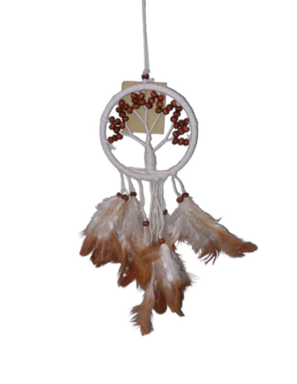 Dromenvanger - Tree of life bruine kralen 7cm - Dreamcatcher