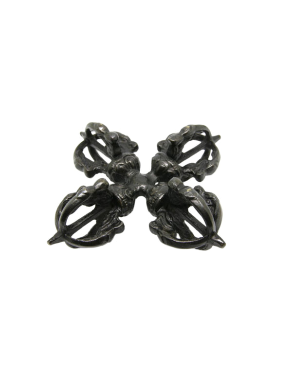 Dubbele dorje messing 10 cm - zwart