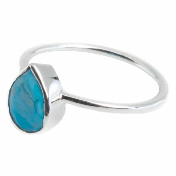 Edelsteen Ring Turkoois - 925 Zilver - Peervorm (Maat 17)