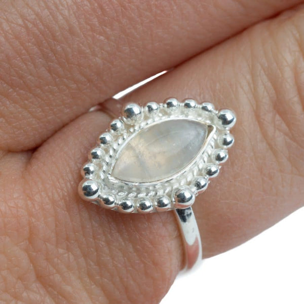 Edelsteen Ring Regenboog Maansteen - 925 Zilver (Maat 17)