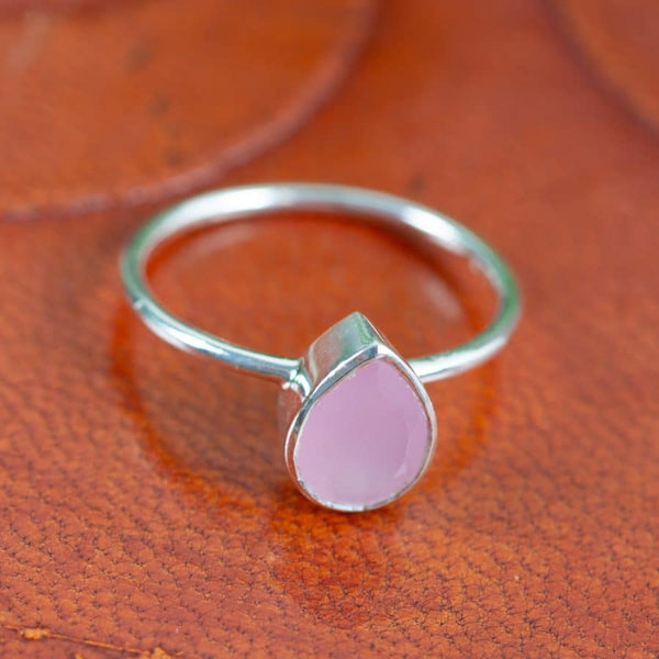 Edelsteen Ring Rozenkwarts - 925 Zilver - Peervorm (Maat 17)