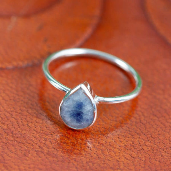 Edelsteen Ring Saffier (gekleurd) - 925 Zilver - Peervorm (Maat 17)