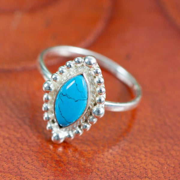 Edelsteen Ring Turkoois - 925 Zilver (Maat 17)