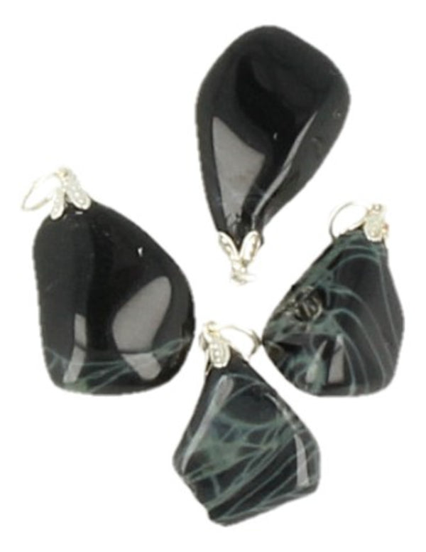 Edelsteenhanger Obsidiaan spinnenweb