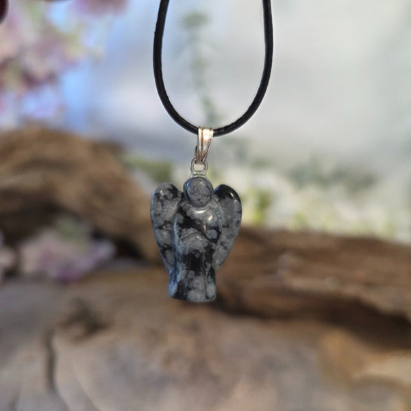 Engelen Hanger Obsidiaan Sneeuwvlok (20 mm)