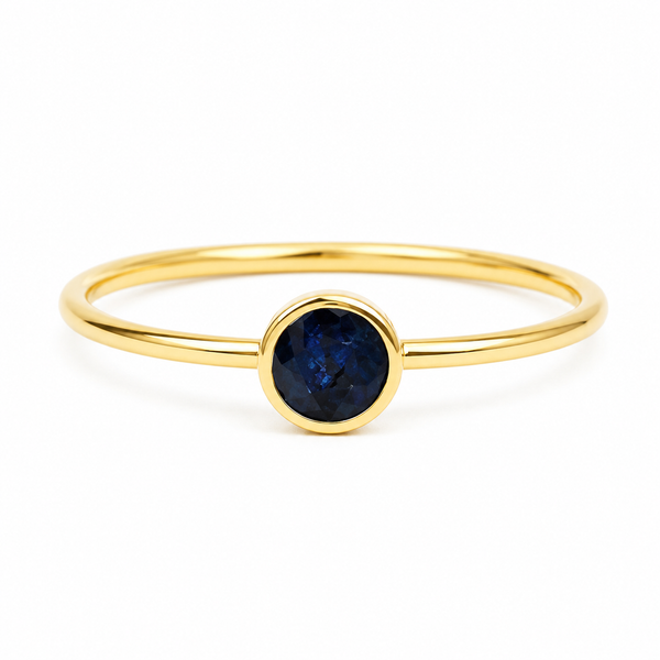 Geboortesteen Ring Saffier September - 925 Zilver Verguld (Maat 17)