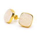 Edelsteen Oorstekers Druzy Kwarts - 925 Zilver &amp; Verguld