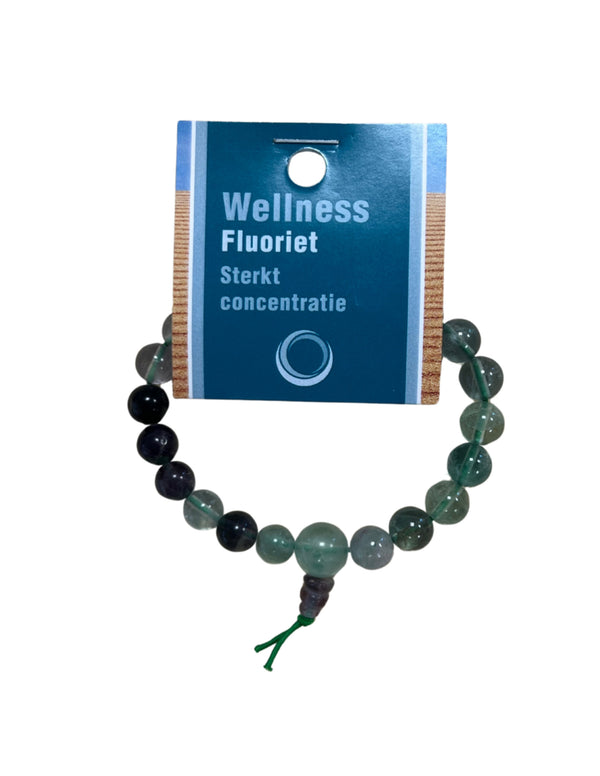 Fluoriet regenboog powerbead armband + kaart