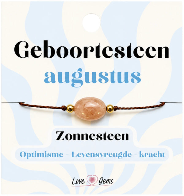 Geboortesteen Armband Augustus Zonnesteen Verstelbaar 1 X 2 Cm