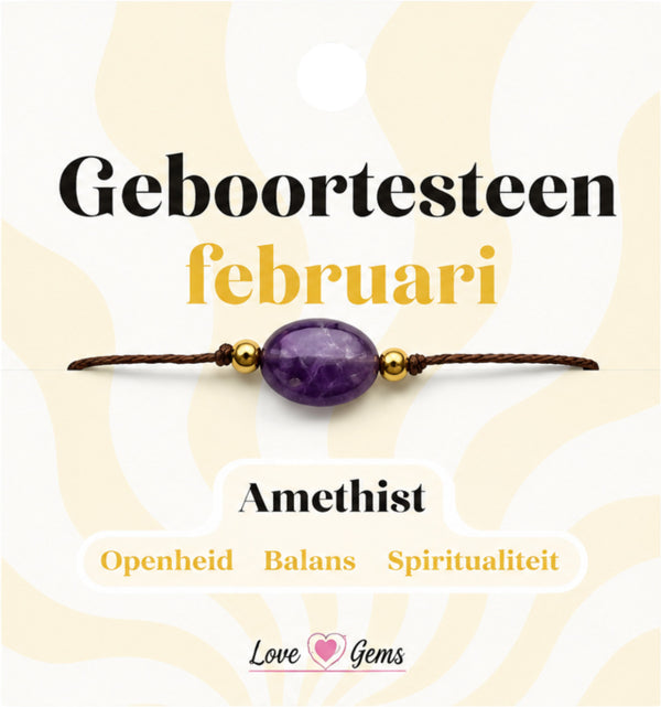 Geboortesteen armband februari - Amethist