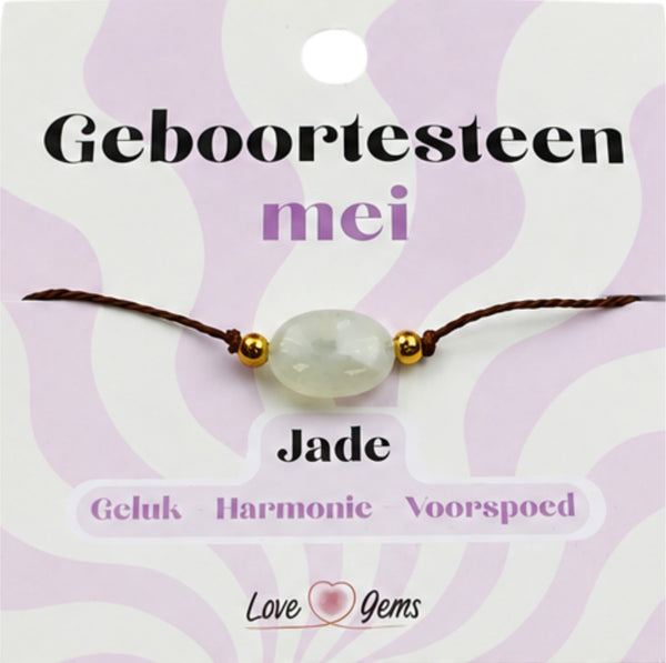 Geboortesteen armband mei - Jade