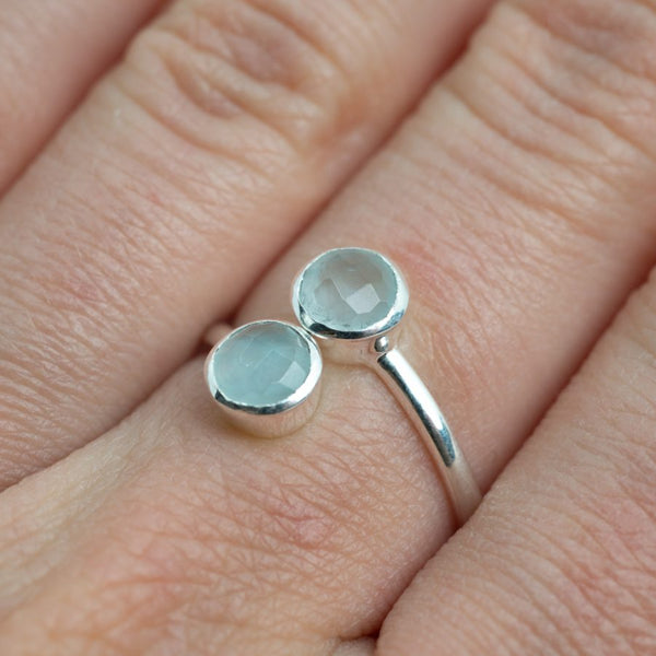 Geboortesteen Ring Aquamarijn Maart - 925 Zilver - Zilverkleurig