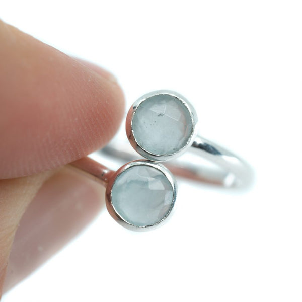 Geboortesteen Ring Aquamarijn Maart - 925 Zilver - Zilverkleurig