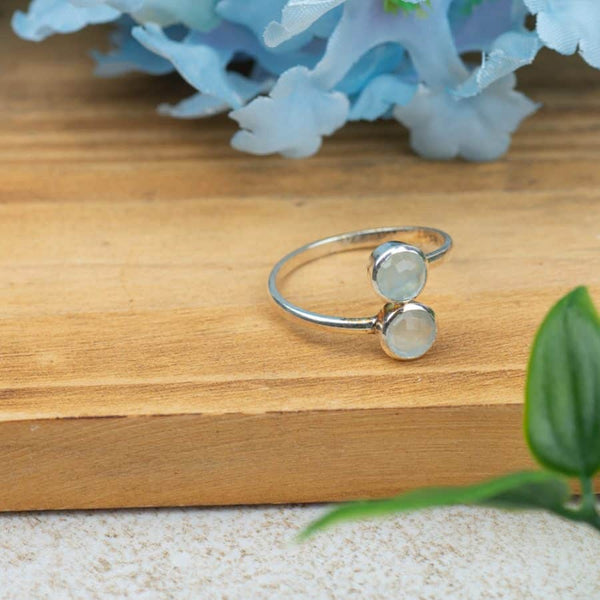 Geboortesteen Ring Aquamarijn Maart - 925 Zilver - Zilverkleurig