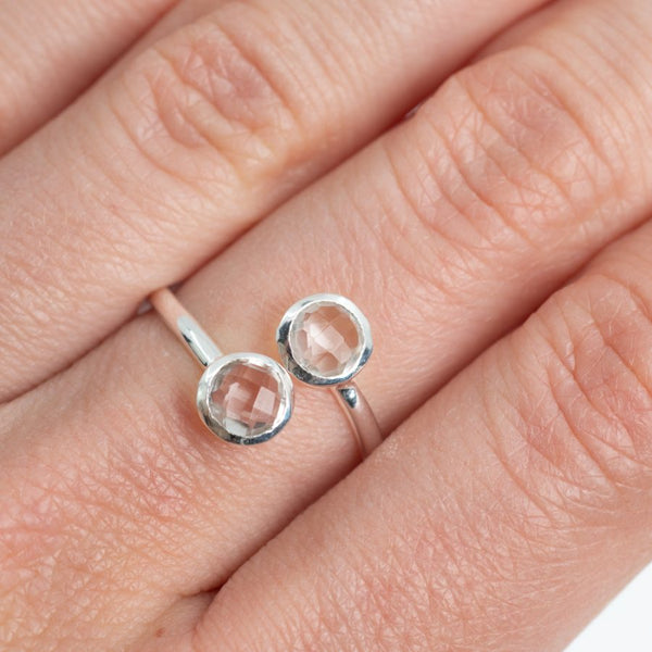Geboortesteen Ring Bergkristal April - 925 Zilver - Zilverkleurig