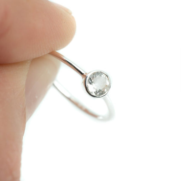 Geboortesteen Ring Bergkristal April - 925 Zilver - Zilverkleurig (Maat 17)