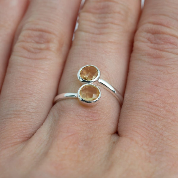 Geboortesteen Ring Citrien November - 925 Zilver - Zilverkleurig