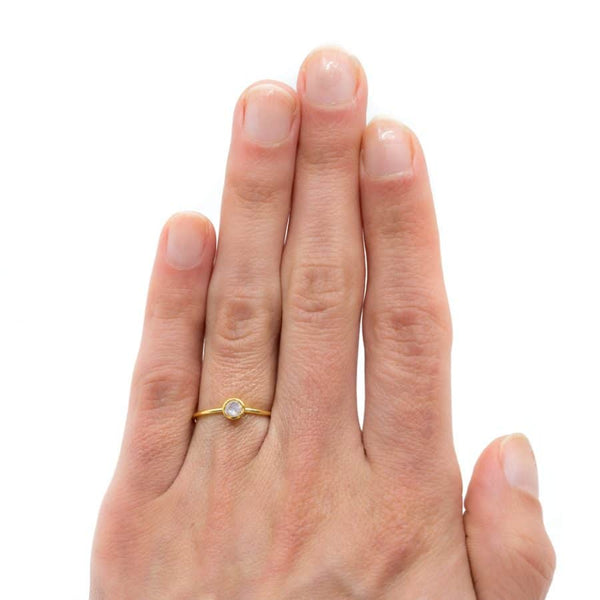 Geboortesteen Ring Maansteen Juni - 925 Zilver Verguld (Maat 17)