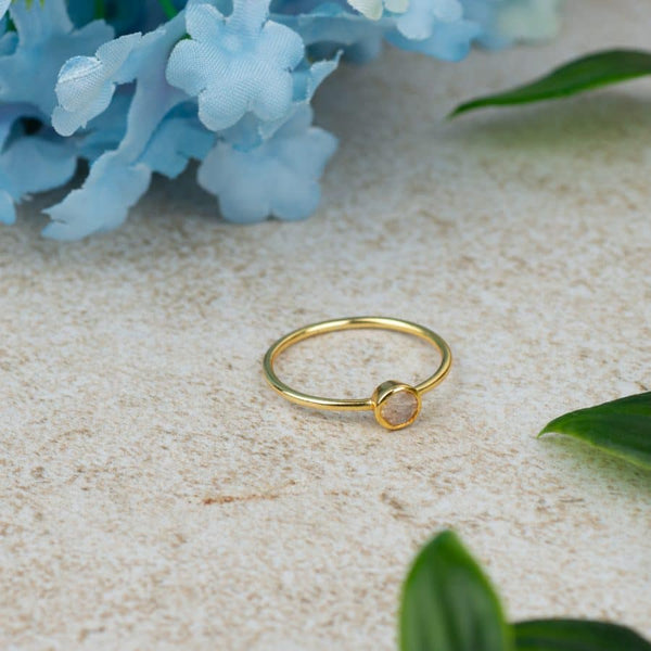 Geboortesteen Ring Maansteen Juni - 925 Zilver Verguld (Maat 17)