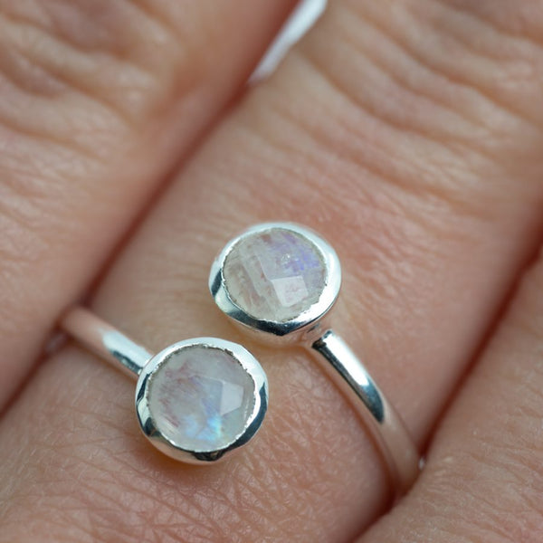 Geboortesteen Ring Maansteen Juni - 925 Zilver - Zilverkleurig