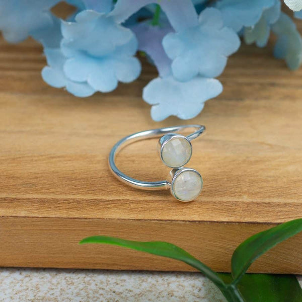Geboortesteen Ring Maansteen Juni - 925 Zilver - Zilverkleurig