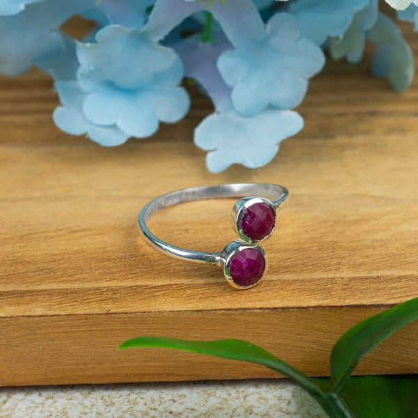 Geboortesteen Ring Robijn Juli - 925 Zilver - Zilverkleurig