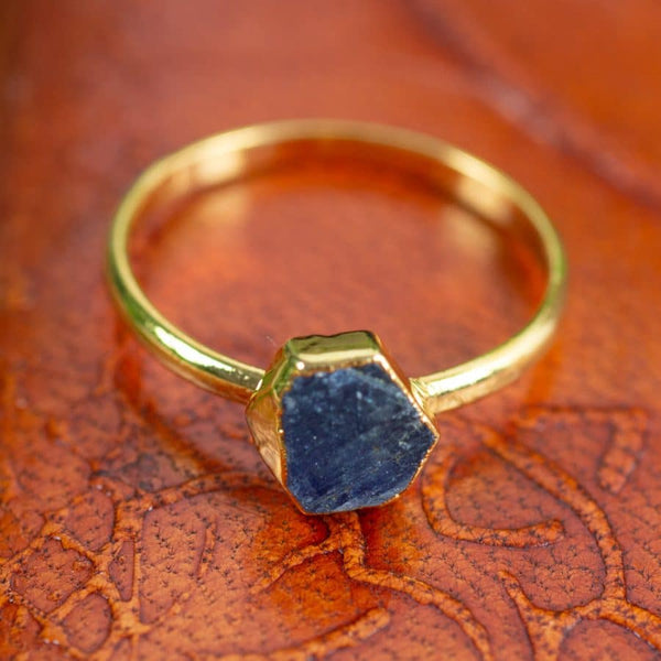Geboortesteen Ring Ruwe Saffier September - 925 Zilver
