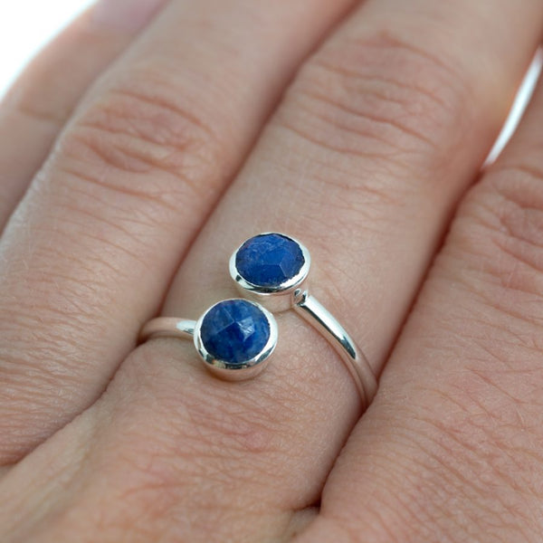 Geboortesteen Ring Saffier September - 925 Zilver - Zilverkleurig