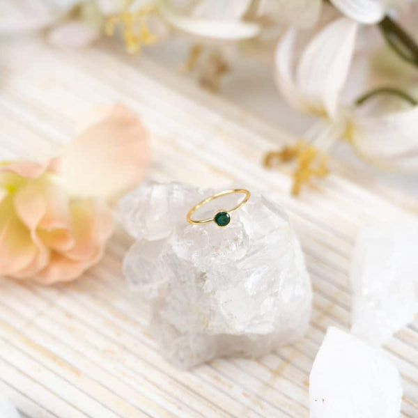 Geboortesteen Ring Smaragd Mei - 925 Zilver Verguld (Maat 17)