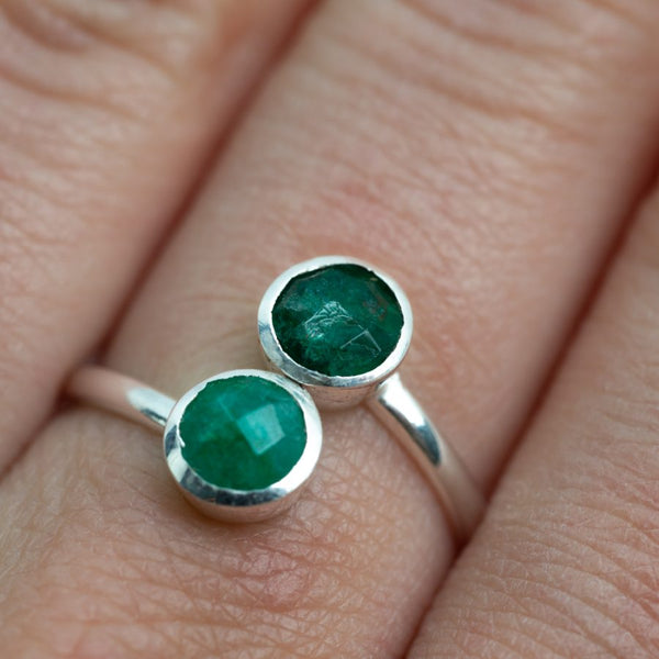Geboortesteen Ring Smaragd Mei - 925 Zilver - Zilverkleurig